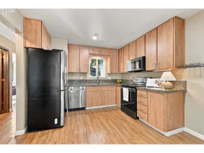 Staged kitchen in a home staged by Willow & Fern