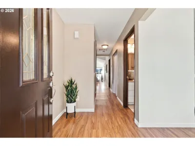Staged entry hall in a home staged by Willow & Fern