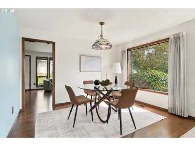 Staged dining room in a home staged by Willow & Fern